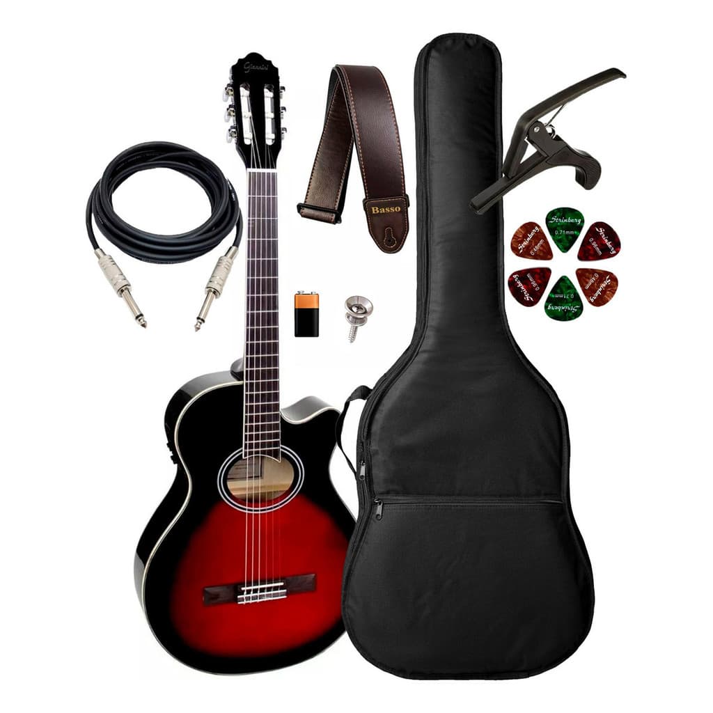 Violão Elétrico Giannini Gnf1d Brb + Capa Luxo E Acessórios