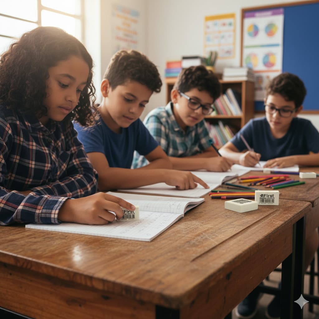 Kit 60 Borrachas Escolar Escritório Brancas Macias Apagar Lápis Papel