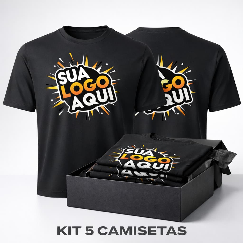 KIT 5 Camisetas Personalizadas Sua Logo Estampa Imagem Preferida Camisa 100% Algodão
