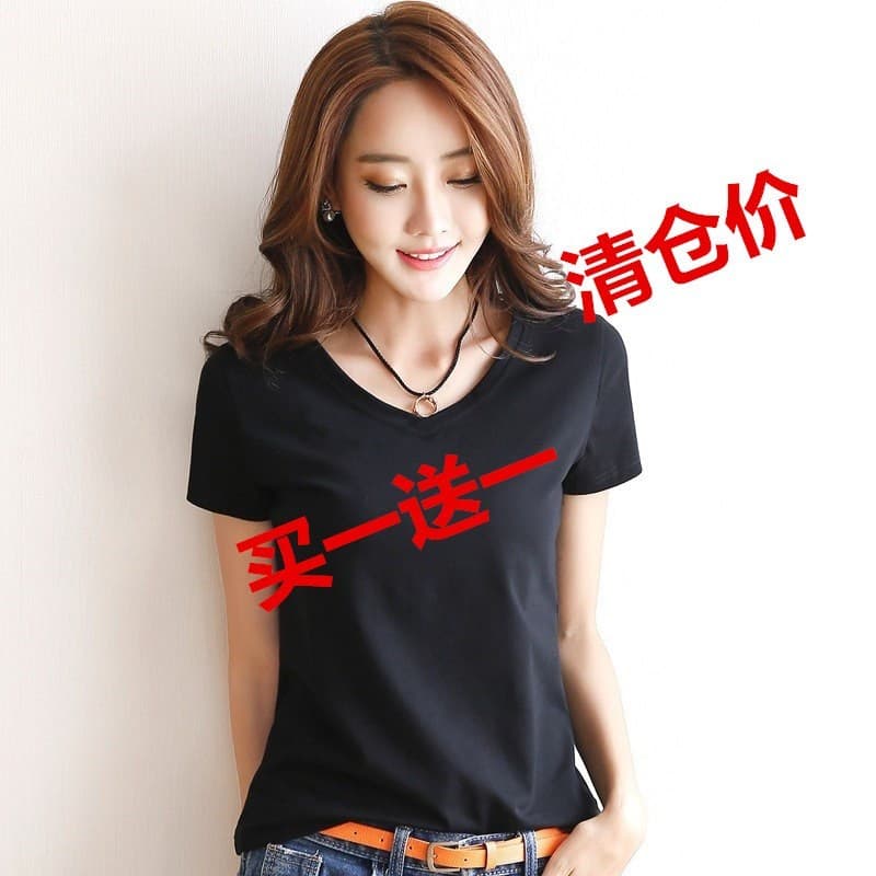Camiseta de manga curta feminina versão coreana All-Match novo estilo camisa pequena 2021 feminino verão topo preto bran
