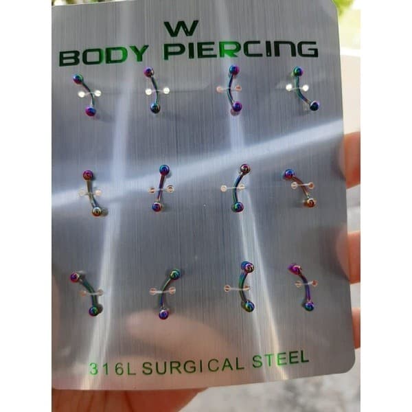 Kit 2 Piercing sobrancelha lábios curvo 8mm 2 unidade  vertical labret aço cirúrgico