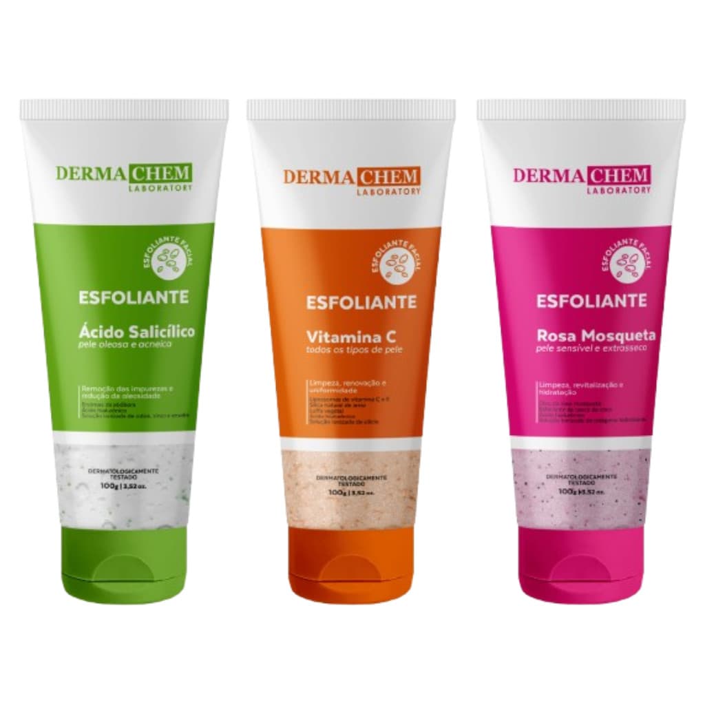 Gel Esfoliante Facial Skincare Dermachem 100g Ácido Salicílico Vitamina C Rosa Mosqueta