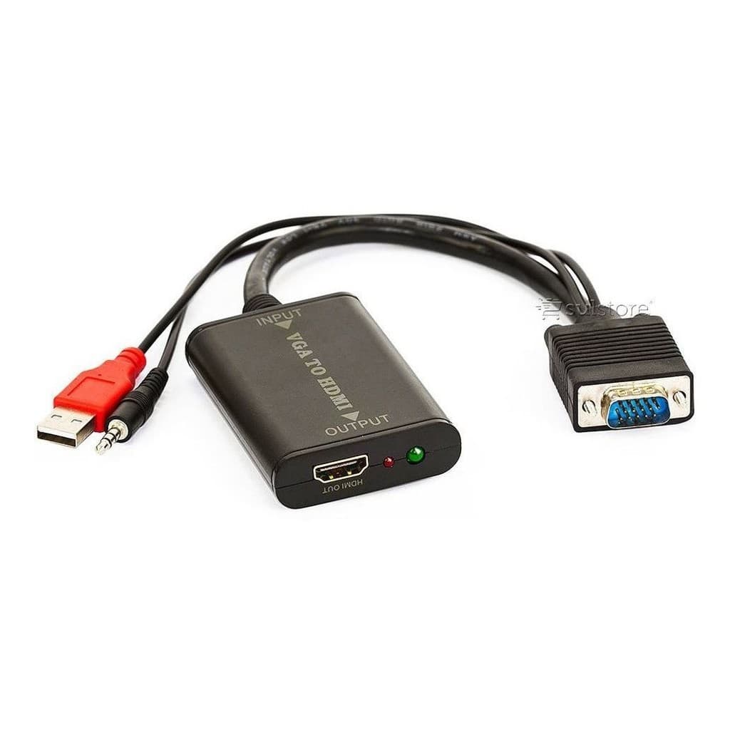 Cabo Conversor Vga Macho Para Hdmi Femea Audio P2 E Usb