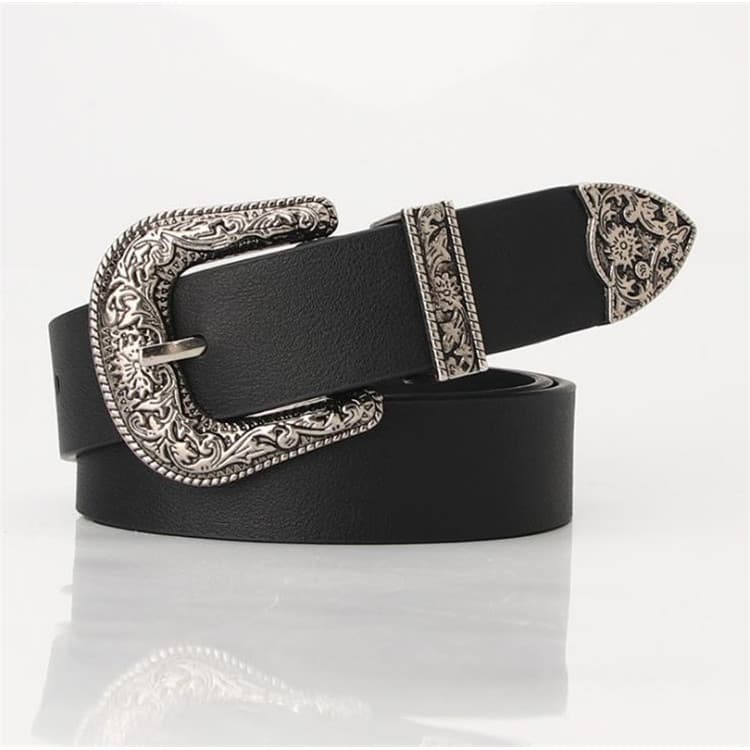Estilo europeu americano Retro conjunto de três peças cinto feminino 2.8cm de largura marrom camelo preto palácio esculp