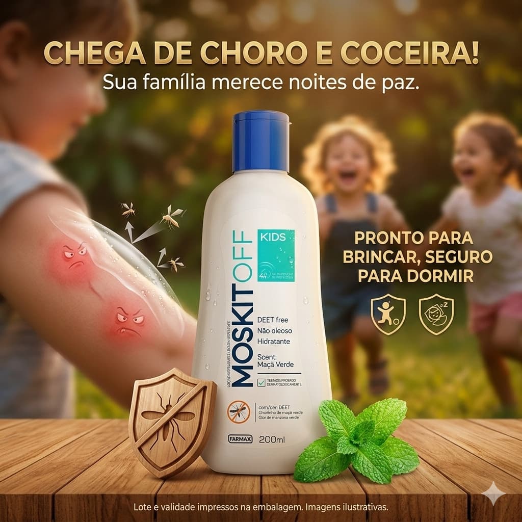 Moskitoff Kids Repelente de Mosquitos Com Deet 200ml Farmax