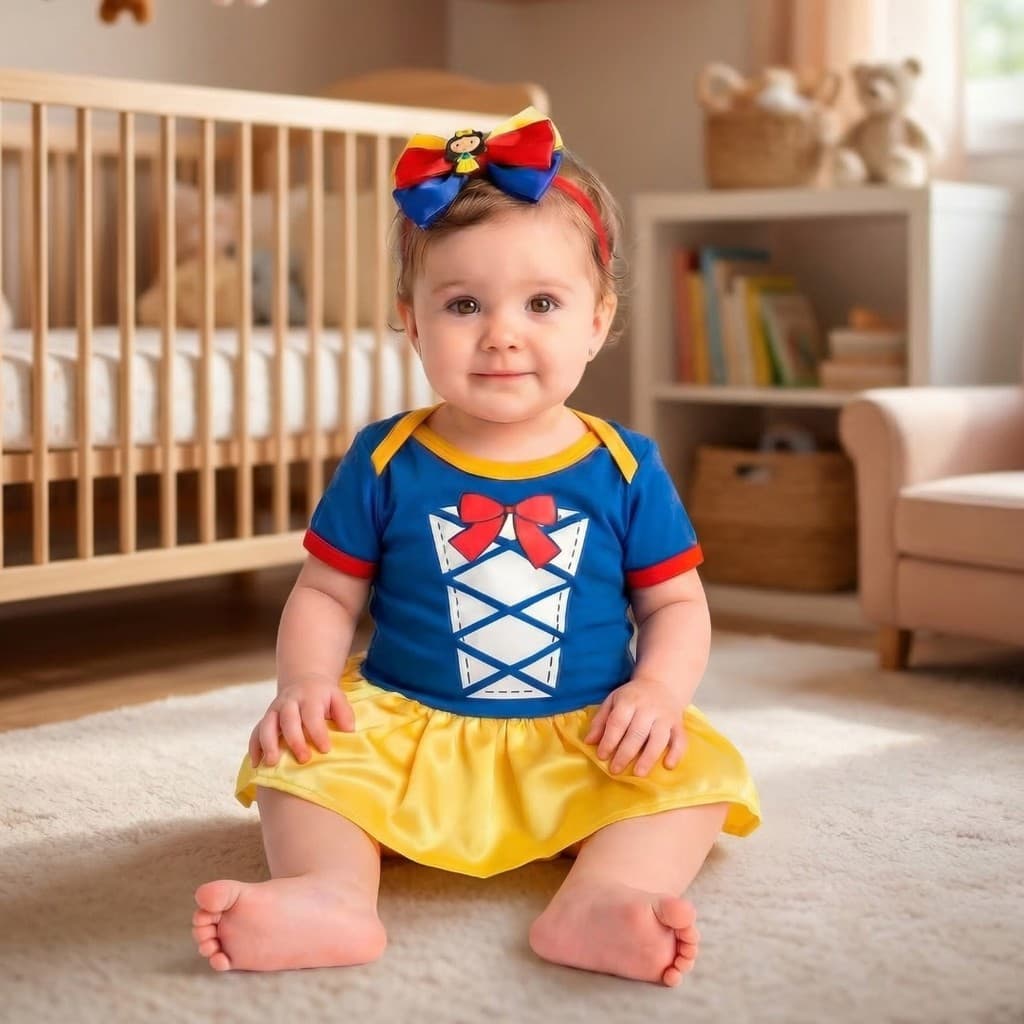 Body Infantil Bebê Menina Mesversario Recém Nascido RN Conjunto Branca de Neve Confortável Promoção