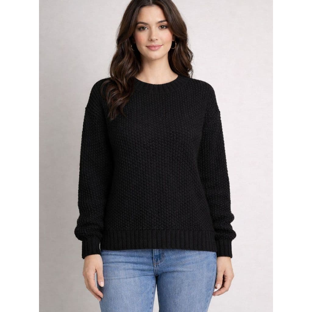 Blusa Feminina Alongada em Tricot Ponto Colmeia Manga Longa Confortável Premium