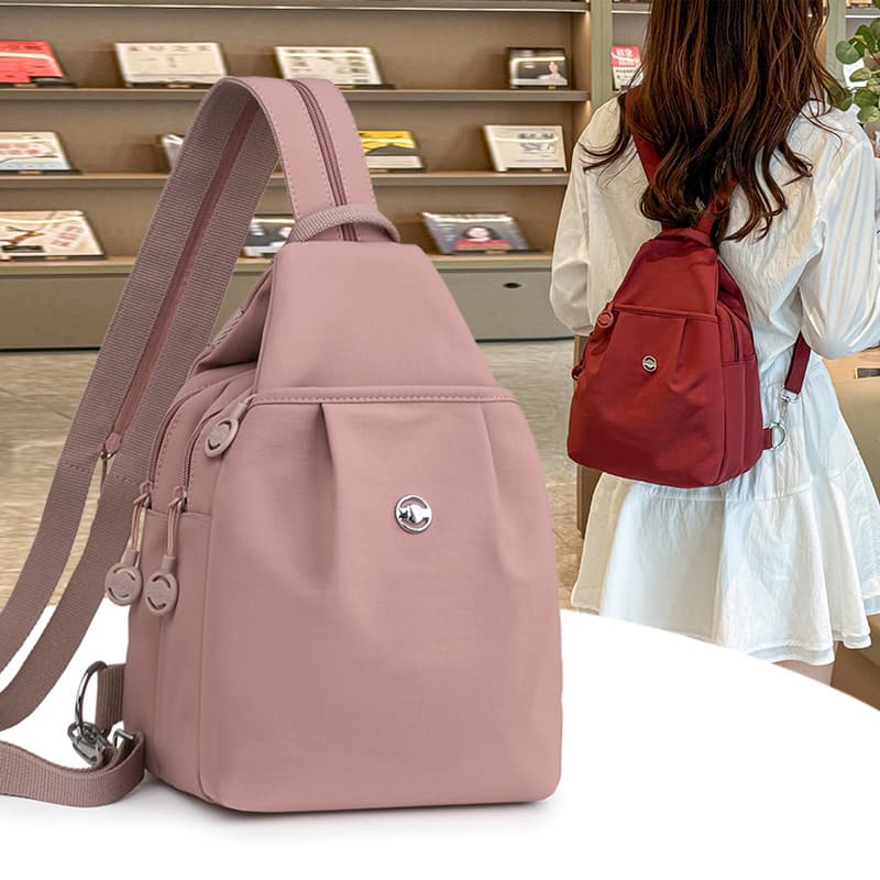 Mochila feminina multiuso pano de náilon lazer All-Match viagem ao ar livre pequena mochila Crossbody versão coreana na