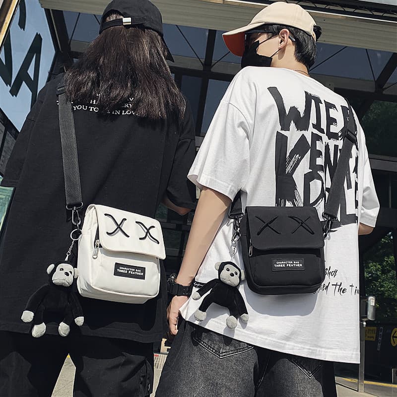 Street Wear saco do mensageiro masculino Casual simples Diagonal bolsa de ombro feminino ins na moda pequeno saco do tel