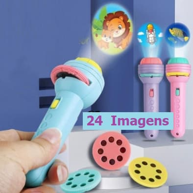 Lanterna Projetora Infantil com 24 Imagens – Brinquedo Educativo Projetor de Figuras para Crianças