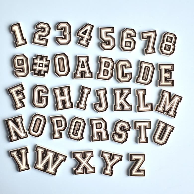 Charme para Sapatos, Letras Pretas e Brancas, Decoração de Joias DIY, Acessórios de PVC para Sapatos