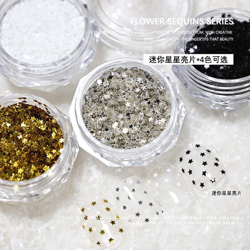 Acessórios de Manicure estrela de cinco pontas lantejoulas Mini estrela lantejoulas Glitter pó 1mm estrela de cinco pont