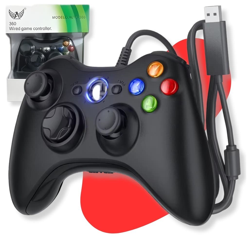 Controle De Xbox 360 Com Fio PC/ Fat E Pc Joystick Jogo Gamepad