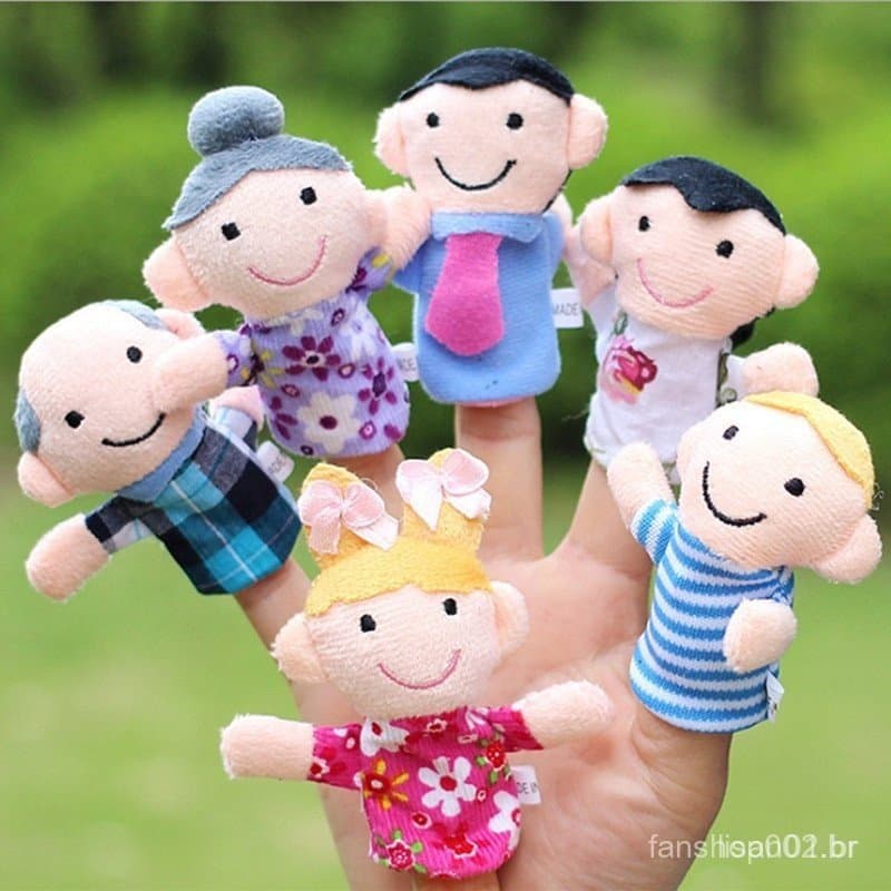 6pcs/Conjunto Bonito Pelúcia Família Dedo Fantoche Para Bebês