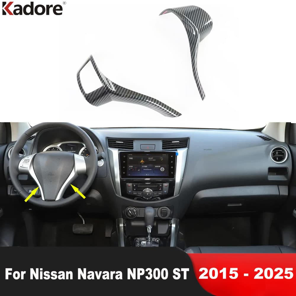 Guarnição Da Capa Do Volante Carro Para Nissan Navara NP300 ST D23 2015-2024 2025 Acessórios Interiores De Fibra De Carb