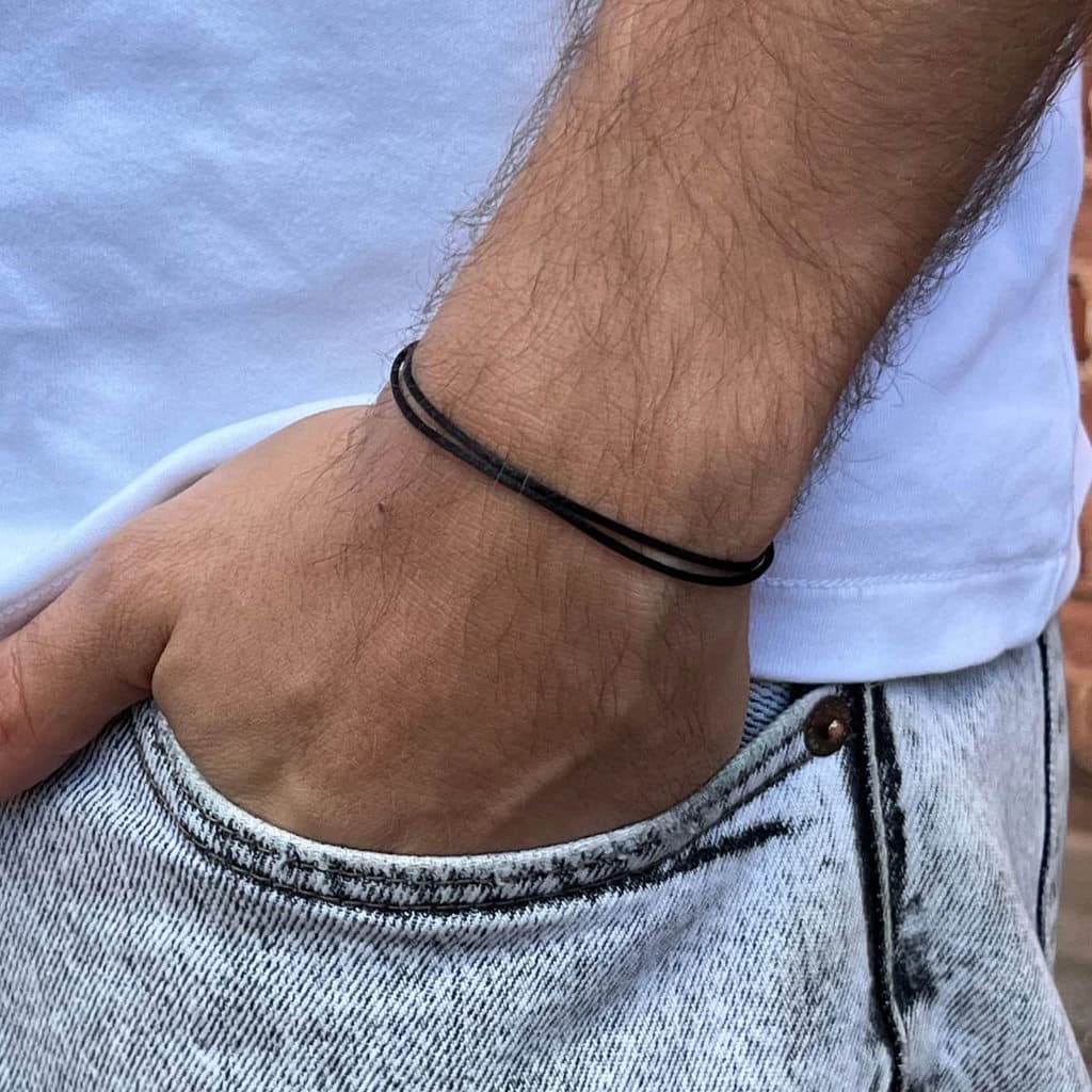 Pulseira Masculina Minimalista Sottile Preta Ajustável