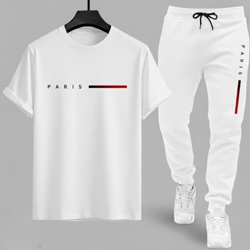 CONJUNTO CALÇA MOLETOM E CAMISETA ALGODÃO PARIS STREET WEAR
