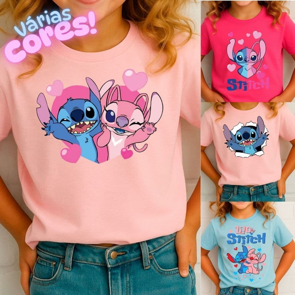 Camiseta Lilo E Stitch Disney Filme Infantil Camisa Desenho Fofa Alta qualidade