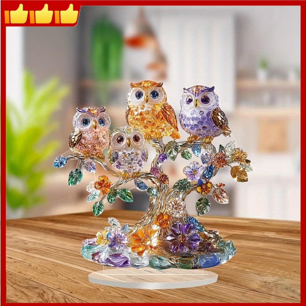 Estatueta De Coruja De Cristal Leve 2D , Ornamento Acrílica Brilhante E Resistente Para Presente Amigos Família , Estant