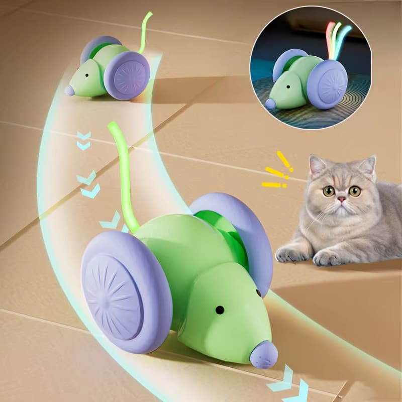 Brinquedo Eletrônico Interativo para Gatos com Movimento Automático Rato USB Recarregável e Silencioso animais estimação