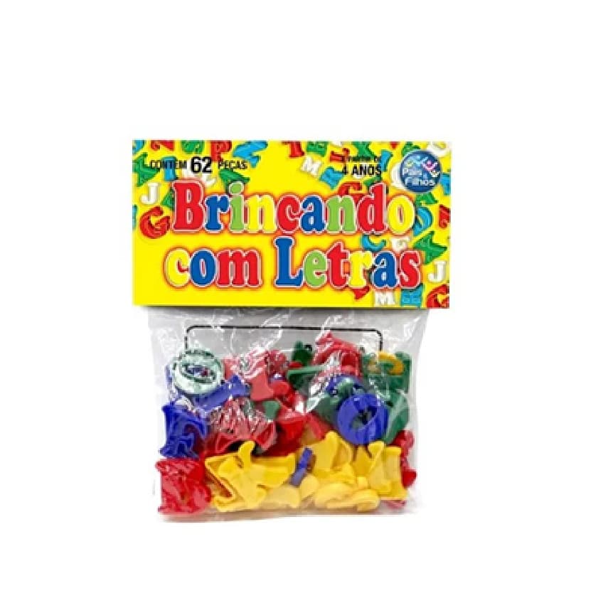 Brinquedo Pedagógico Brincando com Letras 70 Peças Pais E Filhos, Multicolorido