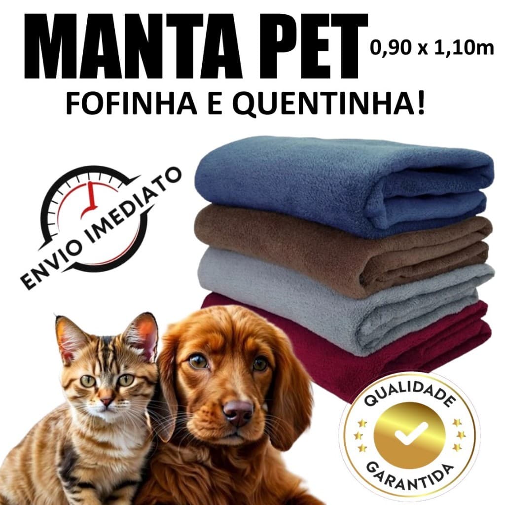 Manta Pet Macia Lavável 90 x 100cm pra Cães Gatos Bebês  Antialérgica Super Quentinha Cores Sortidas