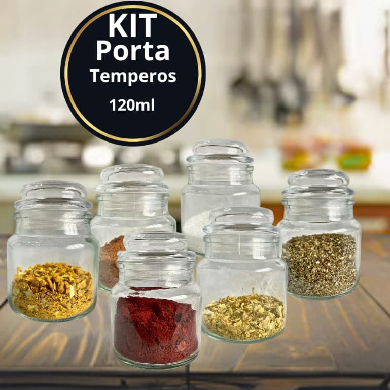 Porta Tempero De Vidro Potinho Hermético Porta Lembrancinha ou Velas 120ml  3, 6, 9, OU 12 Unidades
