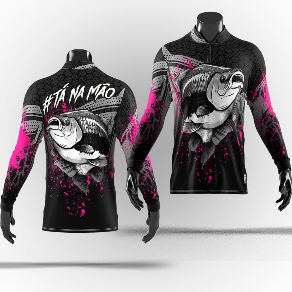Camisa de Pesca Tucunaré  Azul com Proteção Do Sol UV50+ DryFit Pescaria