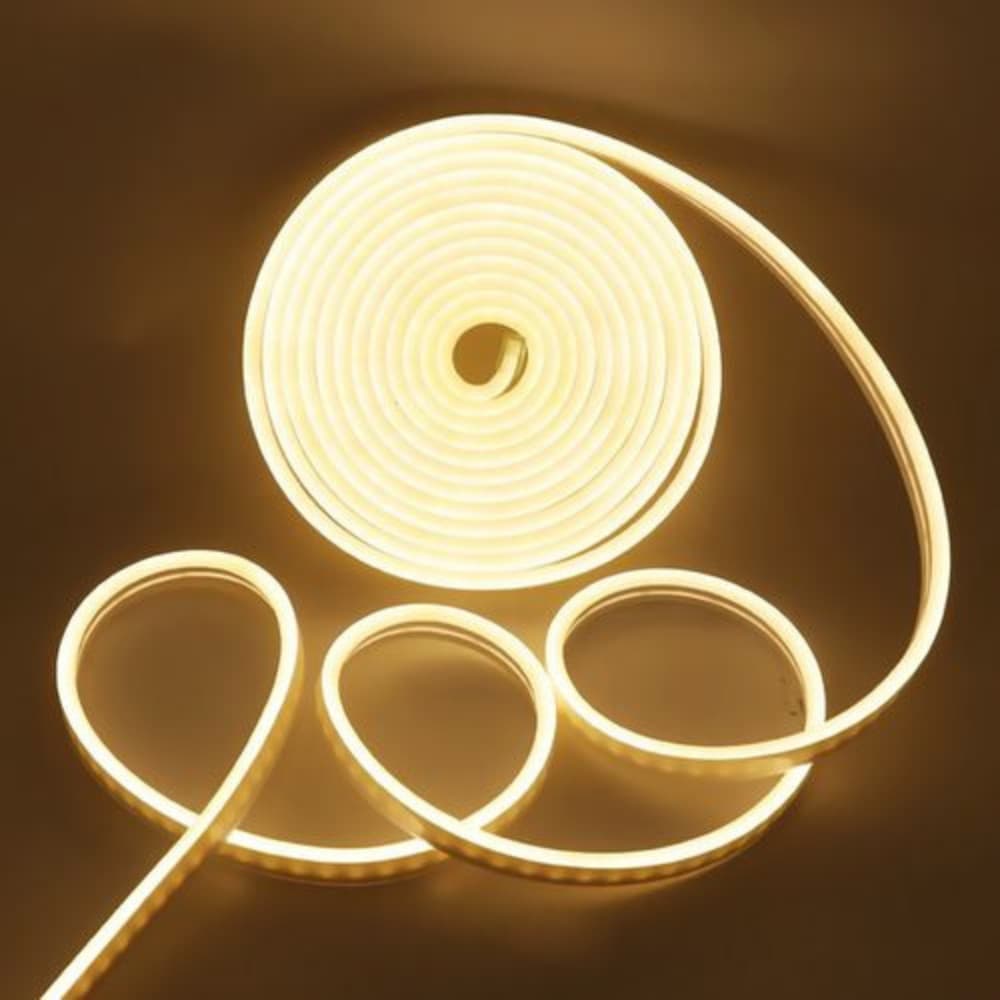 Mangueira LED Neon Flexível 5m Branco Quente 12V Alto Brilho em Silicone