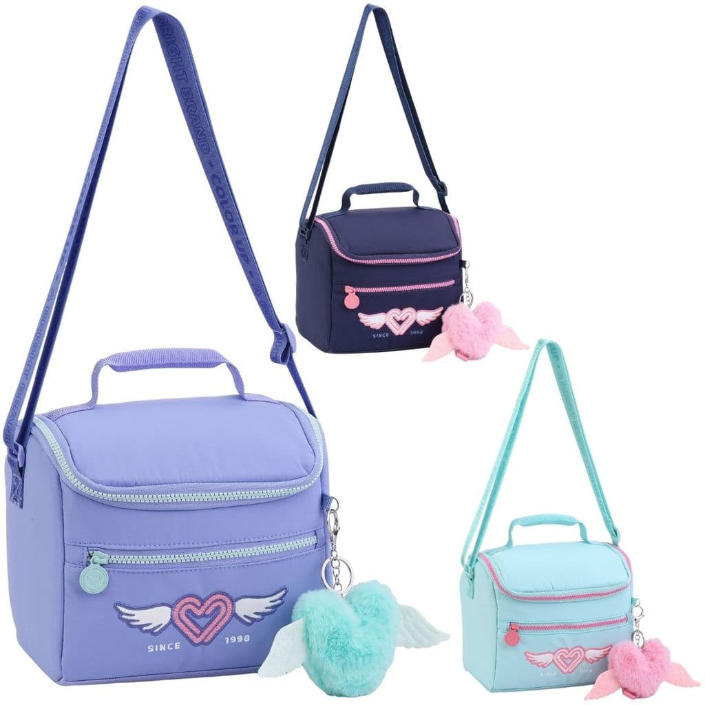 Lancheira Térmica Escolar Design Colorido Infantil Compartimento Térmico Espaçoso Alça Transversal Regulável Feminino