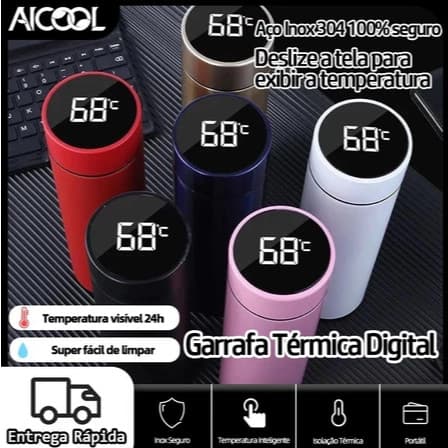 Garrafa Térmica Com Termômetro Led Digital Em Aço Inox Café Água Quente Gelado 500ml