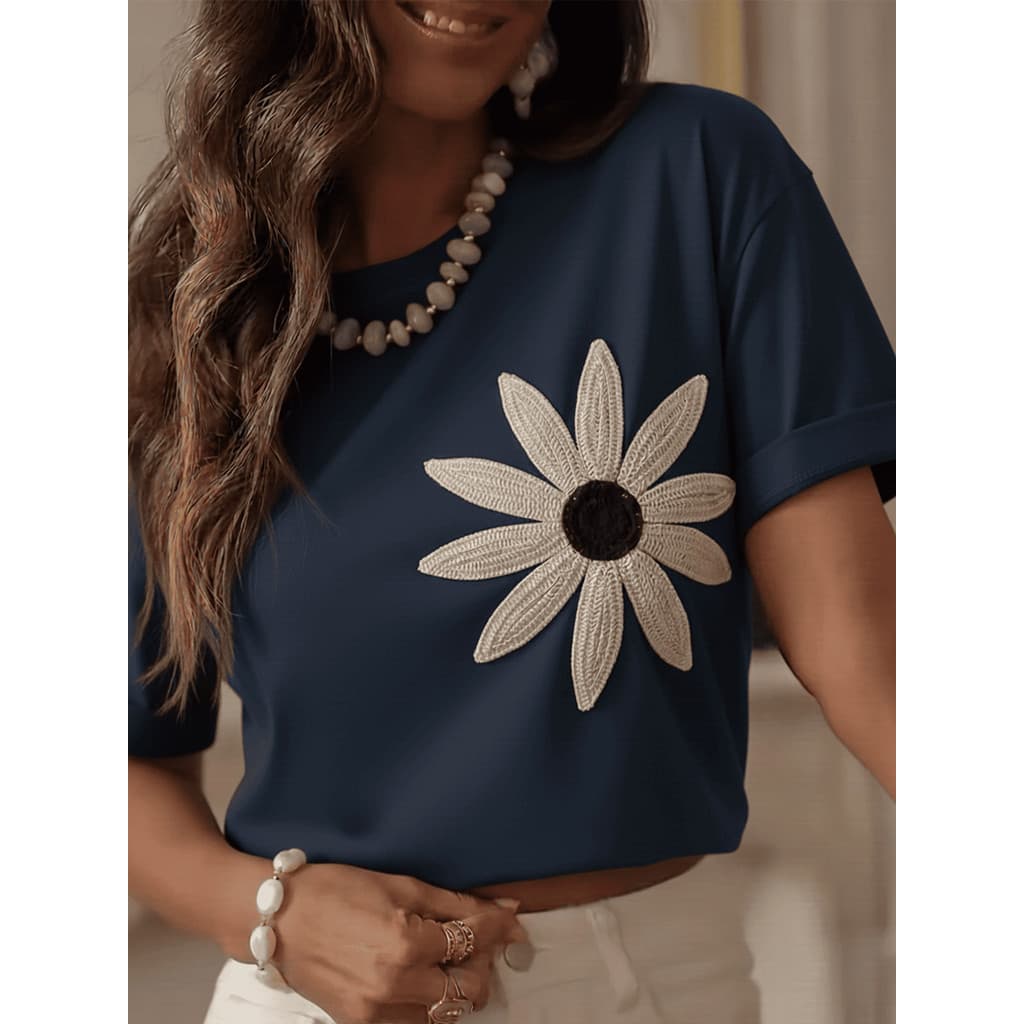 Camiseta Feminina Estilosa Margarida 100% Algodão Envio Rápido