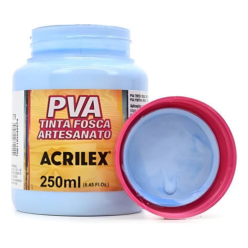 Tinta Fosca Pva Artesanato Acrílex Azul Hortênsia 250ml Azul-claro