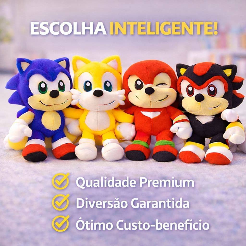 Boneco do Sonic Tails Amy Shadow Knuckles Silver ´ Urso de Pelucia Brinquedo Menina Menino pelúcias