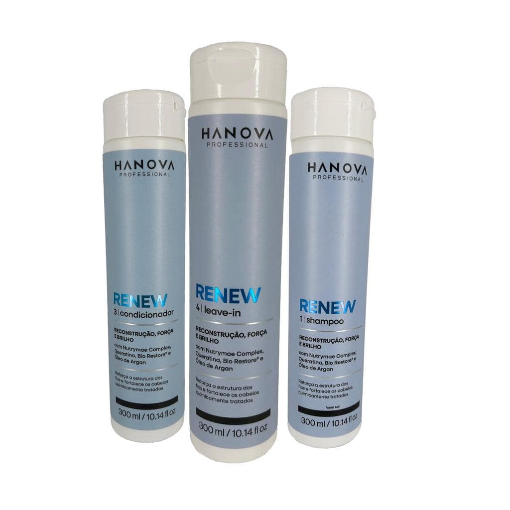 Kit Shampoo + Condicionador + Leave-in Renew Hanova 300ml