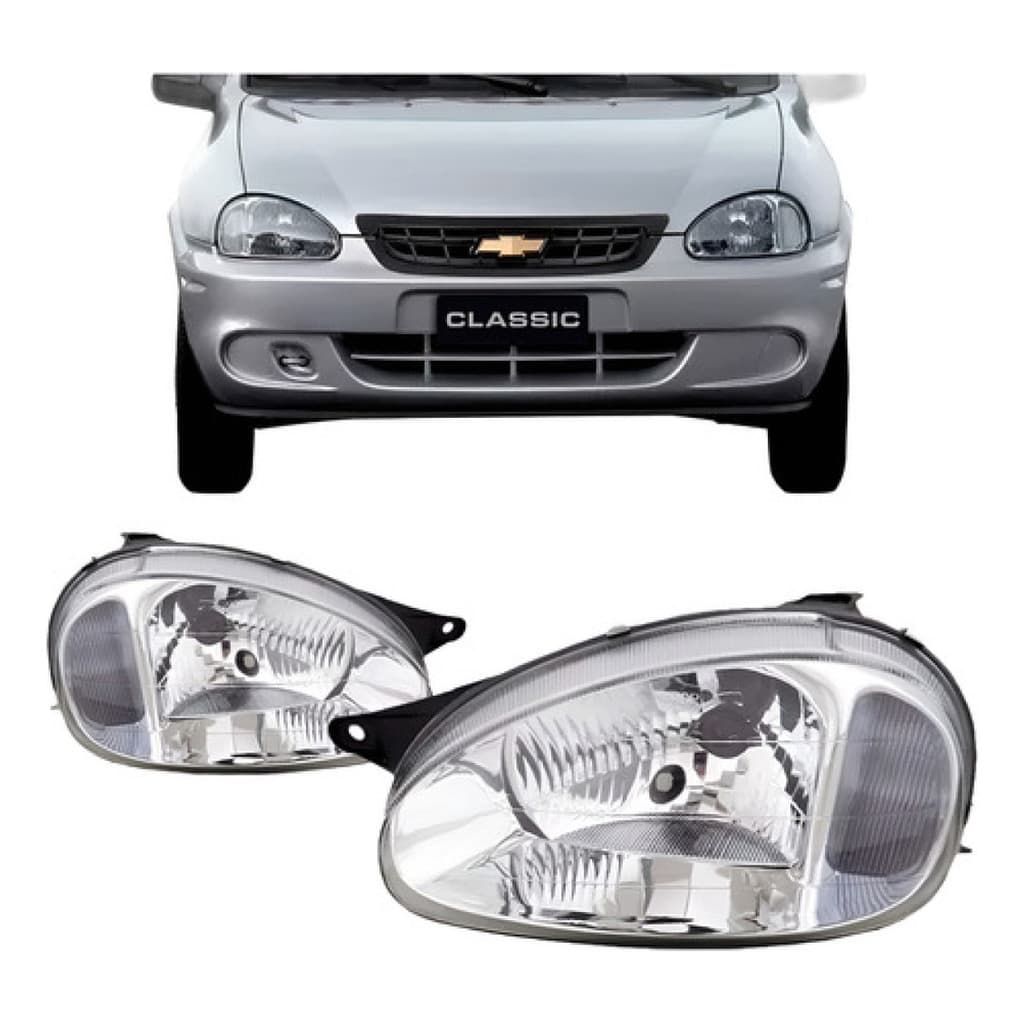 Farol Corsa 2000 2001 2002 Carcaça Cinza Cromado Promoçao