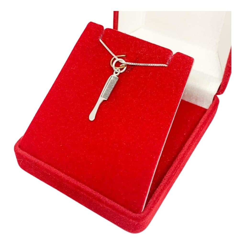 Colar 45 Cm C/ Pingente Em Prata 925 Pente De Cabelereiro / Cabelereira