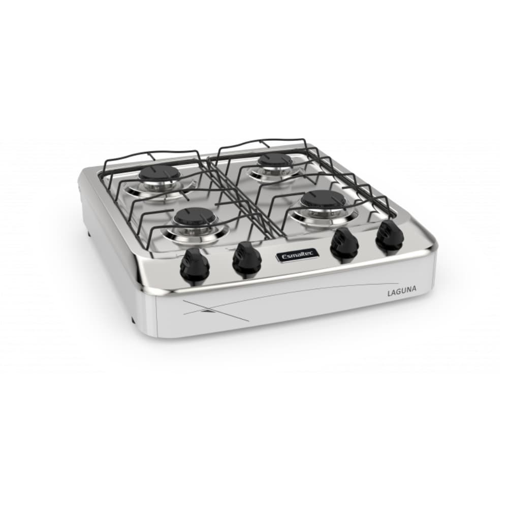 Fogão Cooktop De Mesa Portatil 4 Bocas Esmaltec Laguna Branco Inox Original