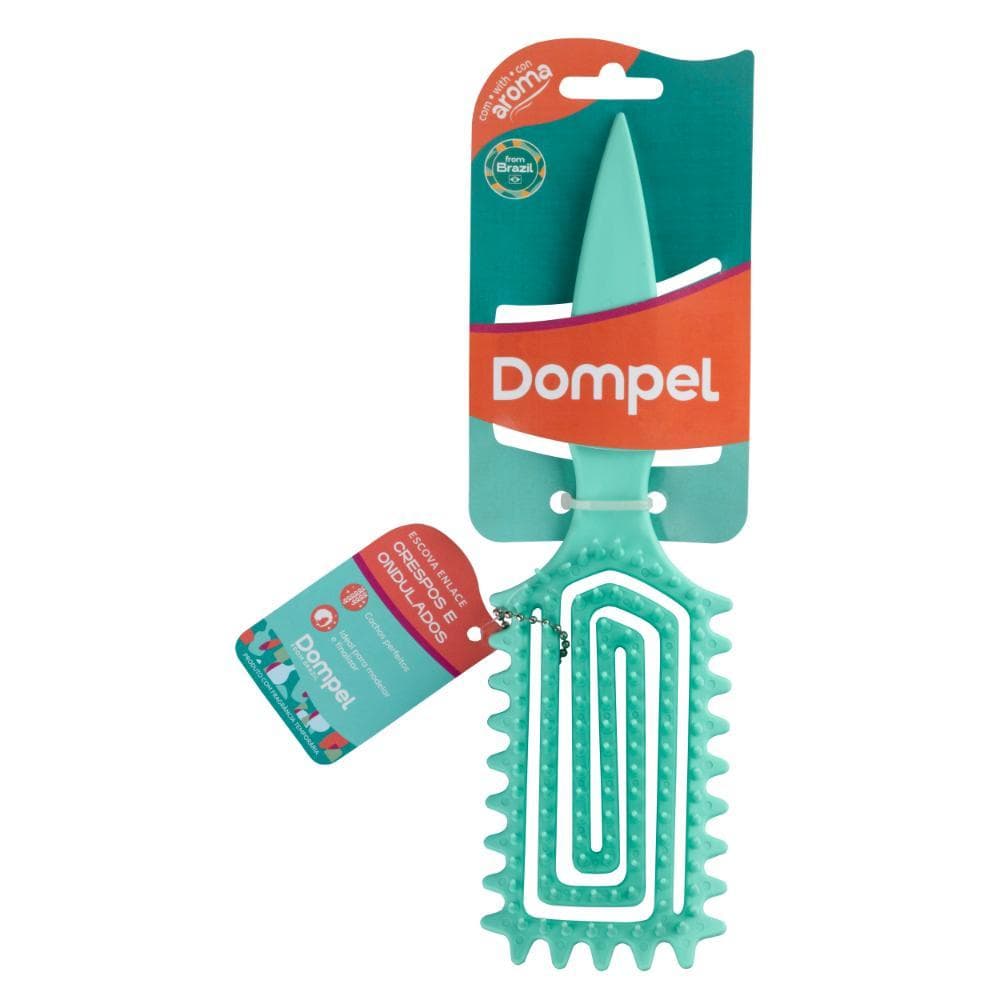 Escova Profissional de Cabelo ENLACE Fléxivel para Cachos Crespos Cor Verde Água - Dompel