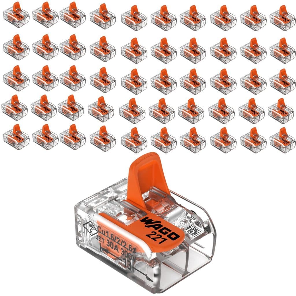 Kit 100 Conector Emenda Chuveiro 2 Vias 6mm 41a 221-612 Wago Laranja