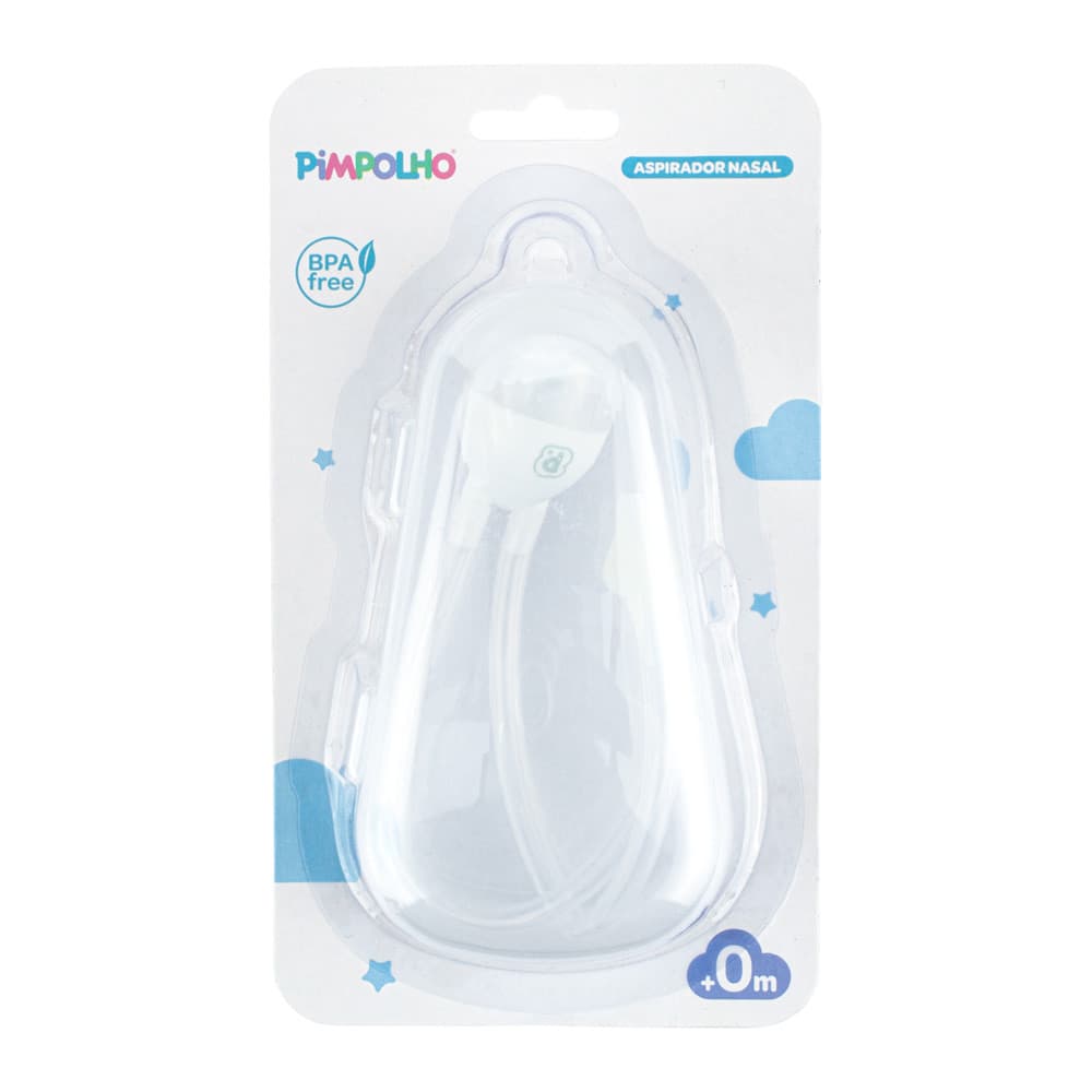 Aspirador Nasal Infantil Pimpolho Aspirador Nariz Bebe Sucção Ponta Silicone C/ Estojo Branco Unissex