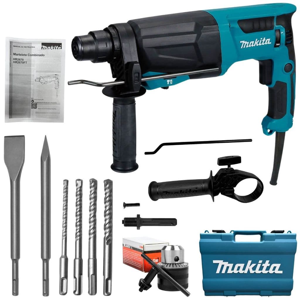 Kit Martelete HR2670 220V Combinado SDS-Plus 800W 3.0J Makita Com acessórios