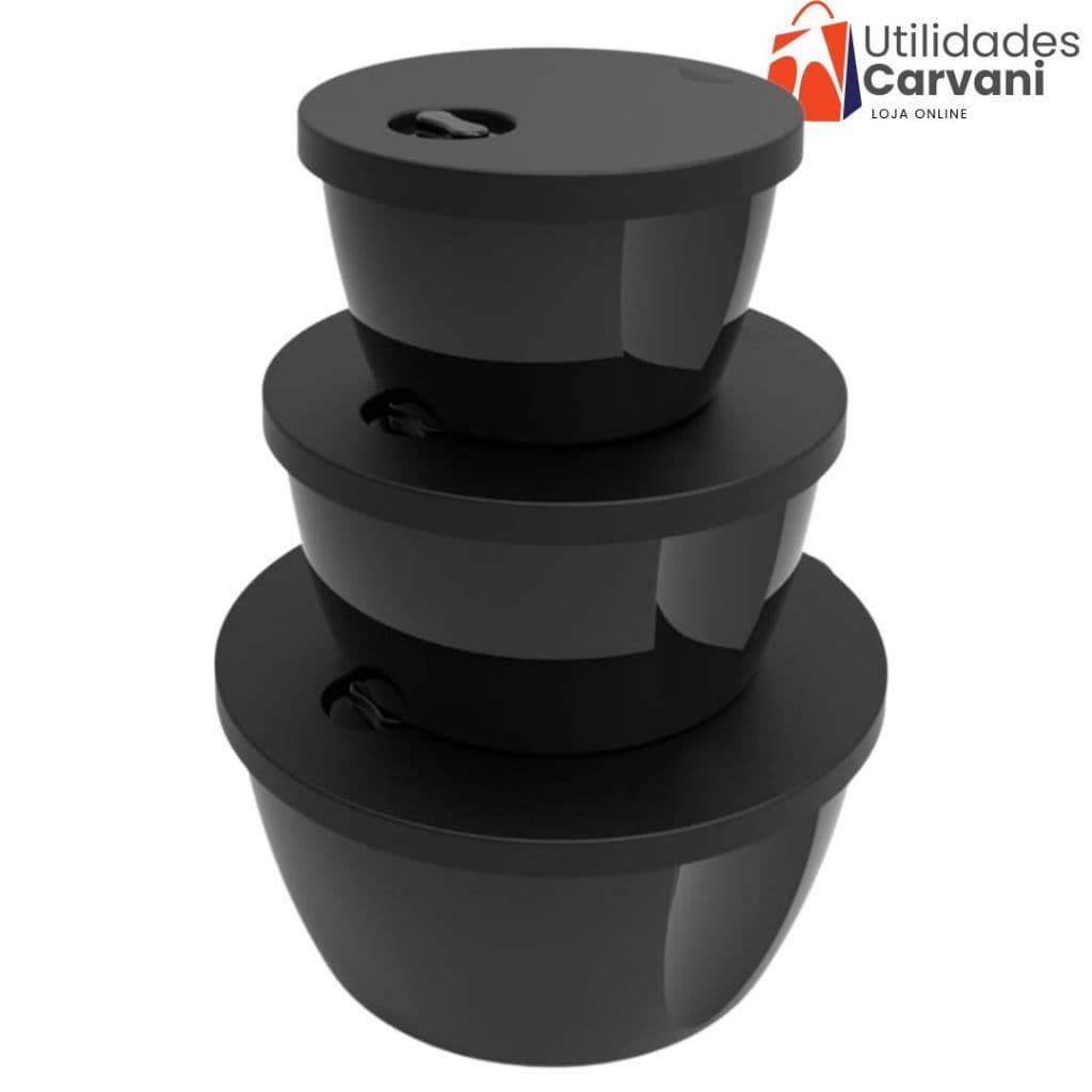 Kit 3 Potes Redondos Decora Helsim com Tampa e Válvula de Respiro – Freezer e Micro-ondas