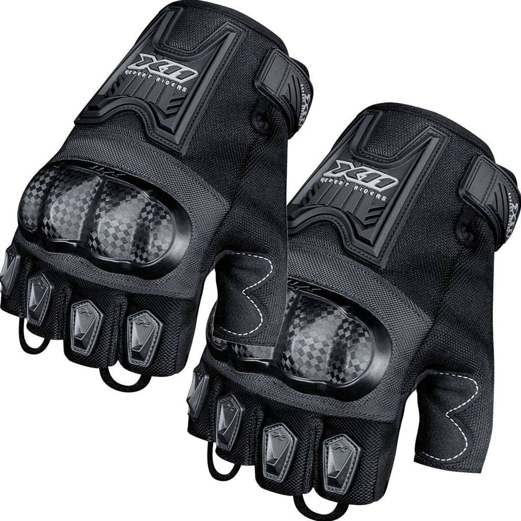 Luva Meio Dedo X11 Blackout 2 Masculina Preta Motoqueiro Moto Motociclista