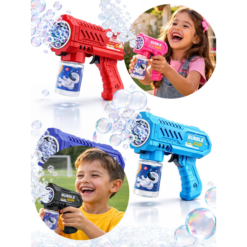 Pistola Bolhas Infantil Bubble Gun Automática Diversão Pilha