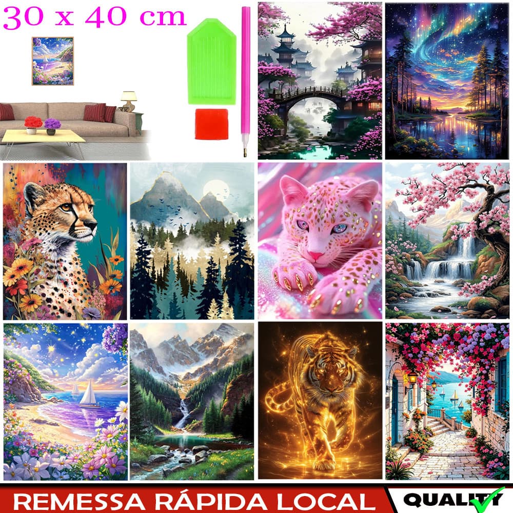30 x 40 cm, Kits de arte de diamante 5D para adultos - kits de pintura de diamante de faça você mesmo