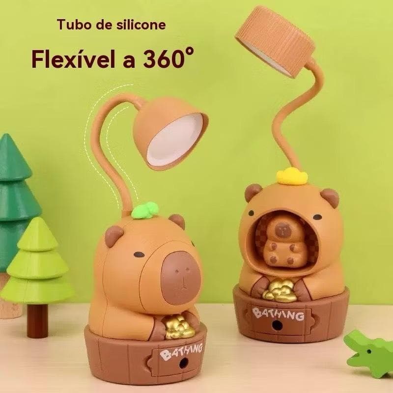 Luminária de Mesa em Forma de Capivara COLORFALL - LED USB Recarregável com Luz Noturna Apontador LevaVida