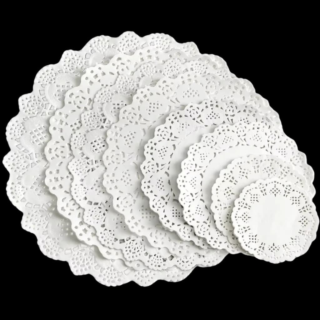 Kit 300/600 Toalhas Rendada Redonda 12,5cm de Papel Descartável Convite Decoração