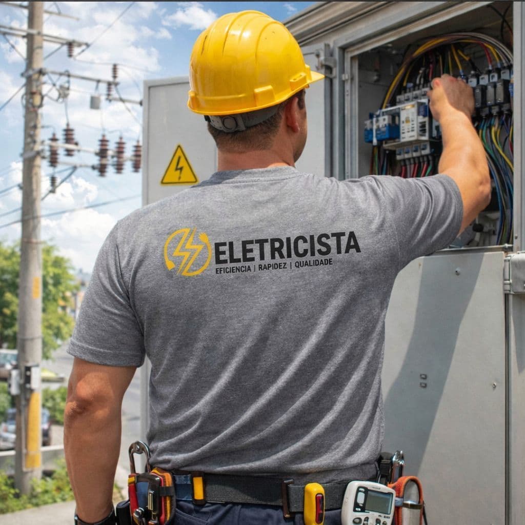 Camiseta Masculina Eletricista Premium Camiseta Trabalho Uniforme Profissional Autônomo confortável Parte Elétrica