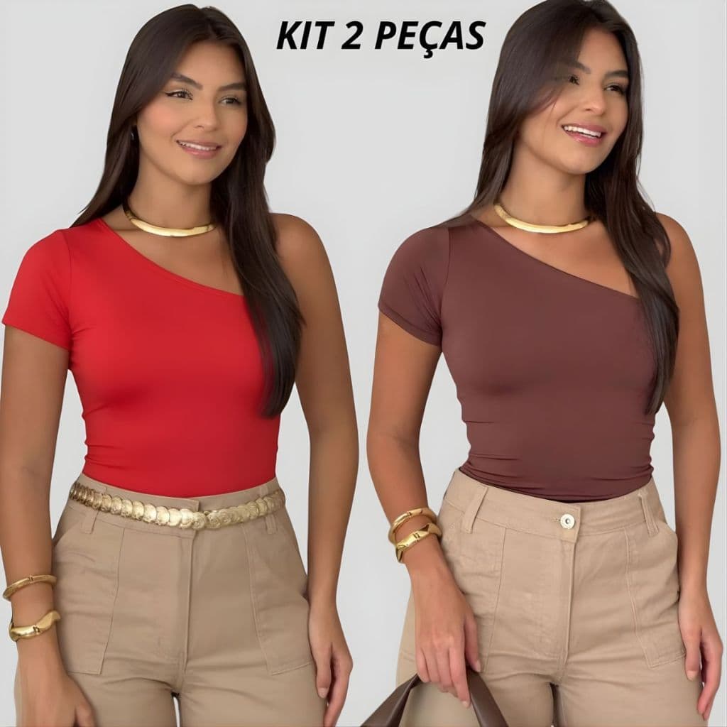 Kit 2 Blusa Feminina Suplex com Forro Mula Manca Moda Blogueira Básica e Confortável